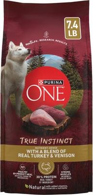 Purina ONE True Instinct High-Protein with Real Turkey & Venison Dry Dog Food, 7.4-lb bag product image